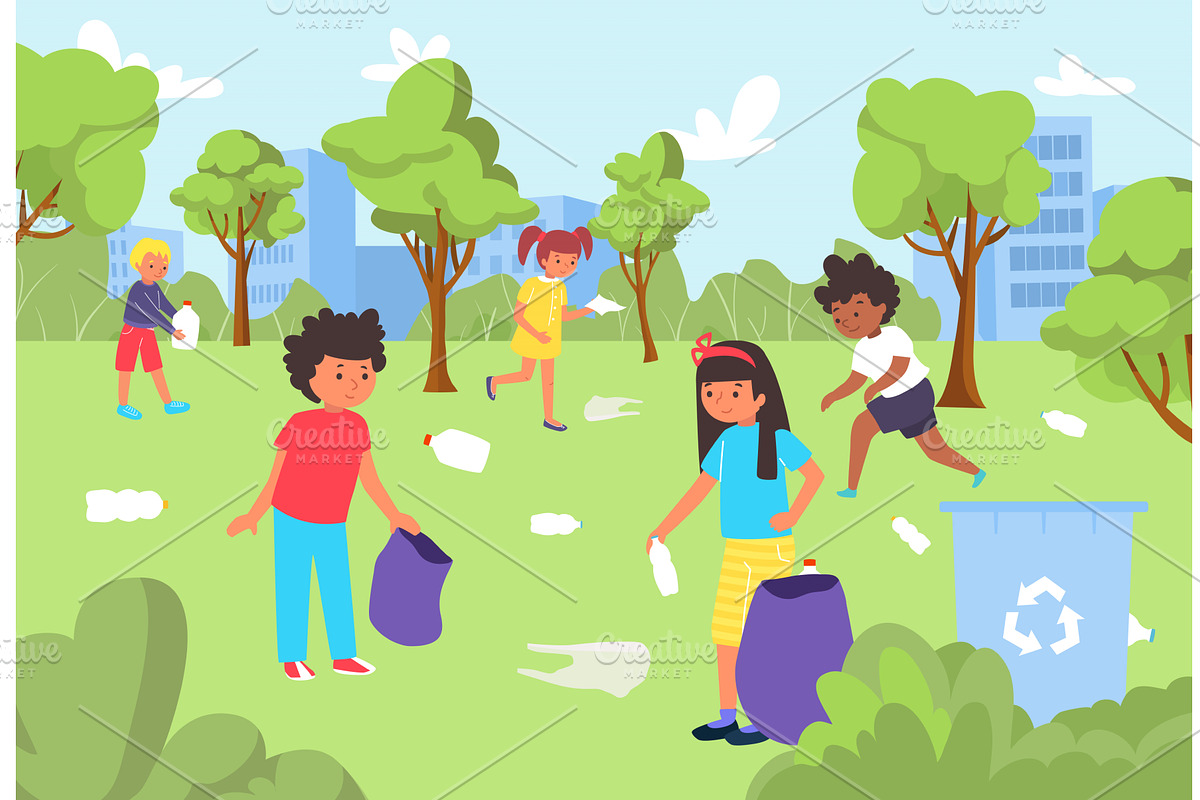 Group of people children volunteer, an Education Illustration by VectorsBang