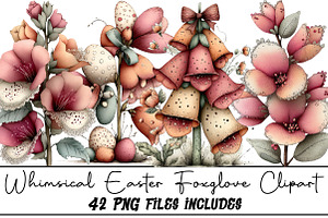 Whimsical Easter Foxglove Clipart, an Illustration by DreamArtGraphic