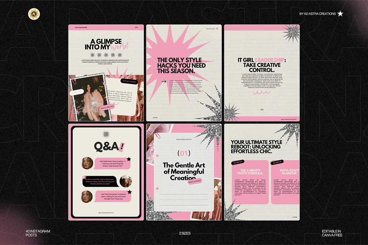 PINK AURA |Instagram Posts Templates, a Social Media Template by Ad Astra Creations (Photo 2 of 6)