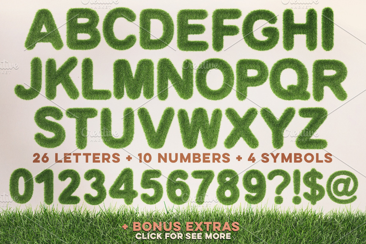 3D Grass Letters Pack, a Graphic by DDD-Sparrow