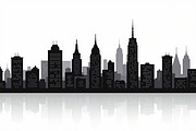 Modern City Skyline Silhouette Set, an Illustration by hafijul (Thumbnail 3 of 7)