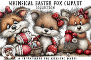Whimsical Easter Fox Clipart, an Illustration by OK Design (Thumbnail 1 of 6)
