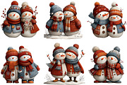 Cute Snowman Couple Clipart, an Illustration by DreamArtGraphic (Thumbnail 4 of 4)