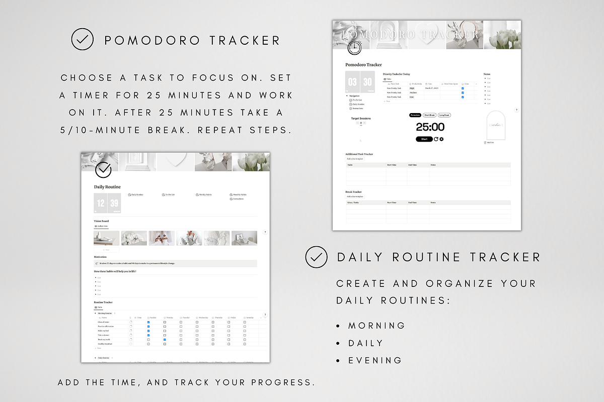 Productivity Tracker Notion Template, a Templates & Theme by BRANDcontent (Photo 4 of 8)