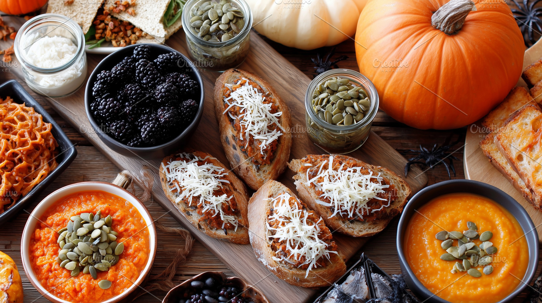 Top view of festive autumn table, a Food & Drink Photo by MistyDay