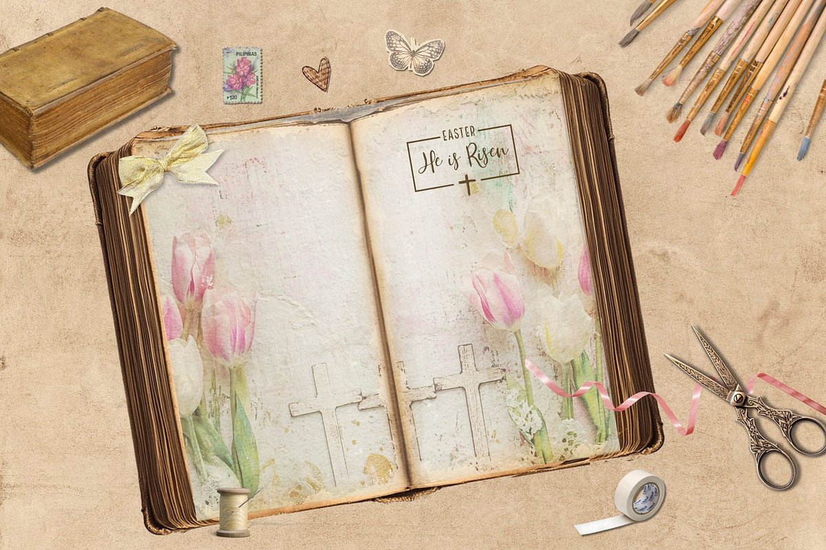 Religious Easter Spring Junk Journal, a Background Graphic by JoDitt Designs (Photo 4 of 4)