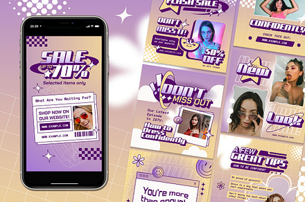 Purple Y2K Summer Fashion Instagram, a Social Media Template by Aiyari Graphic