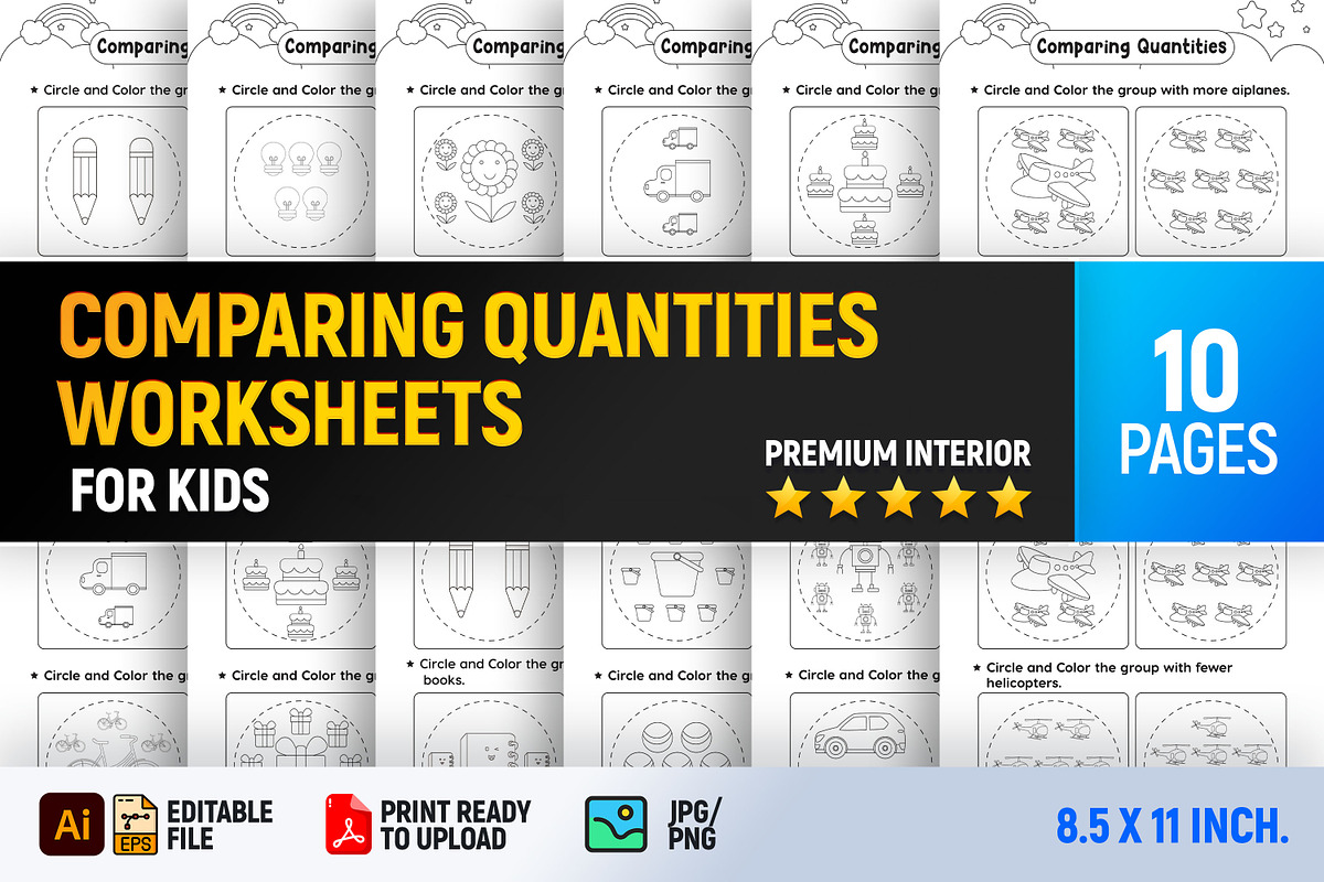 Comparing Quantities Worksheet VL-2, a Templates & Theme by Book2bees