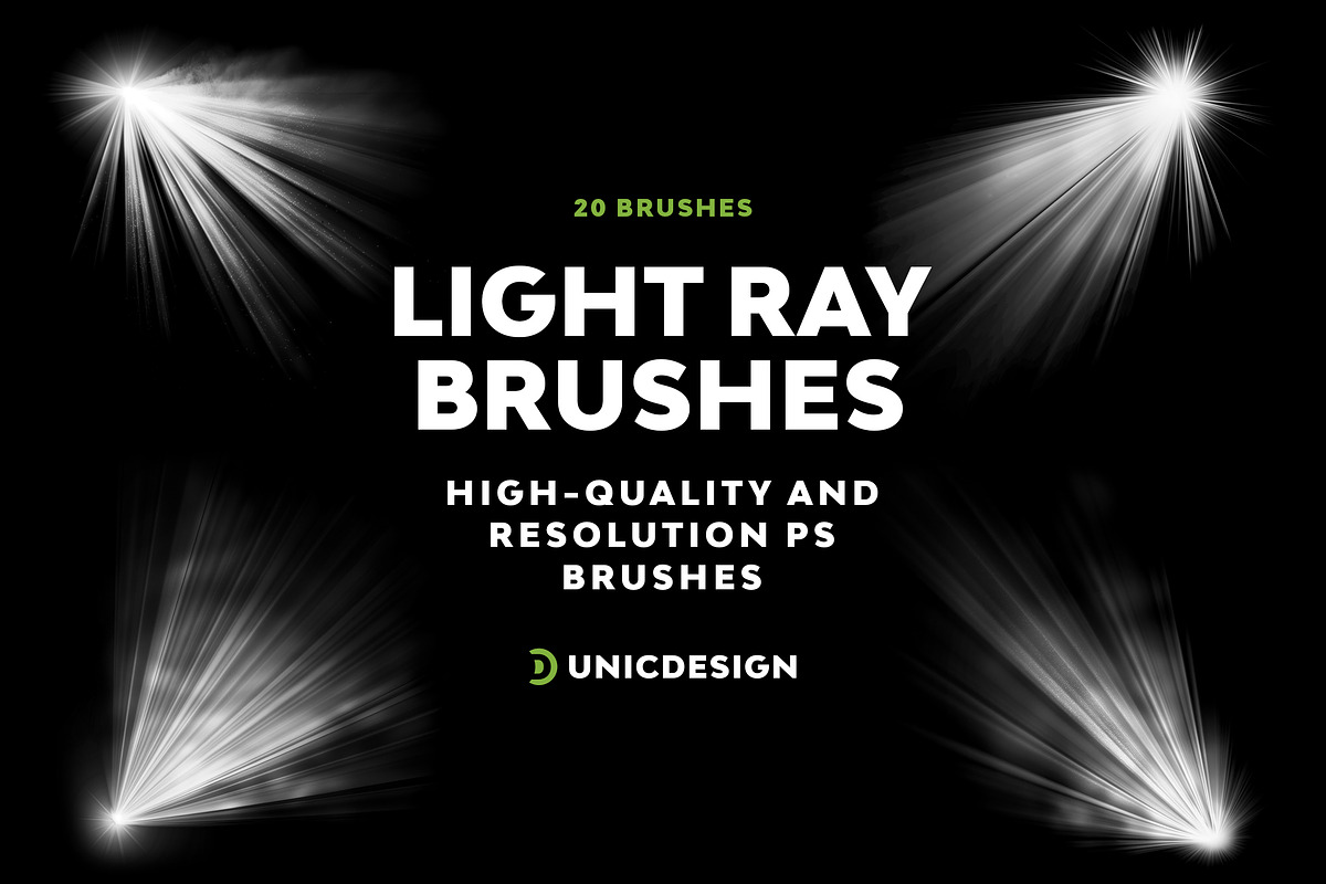 Light Ray Photoshop Brushes, a Brush Add-On by UnicDesign