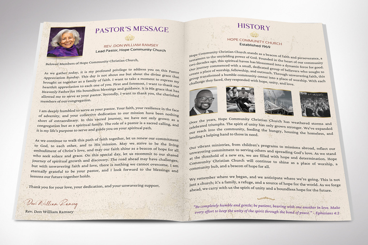 Pastor Appreciation Program Canva, a Brochure Template by Godserv Designs (Photo 3 of 11)