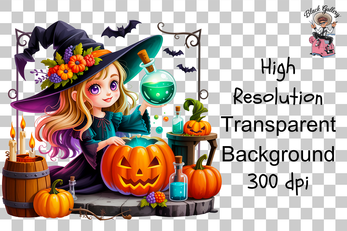 10 Halloween Witch Clipart PNG, a Graphic by Clipart Studio (Photo 9 of 11)