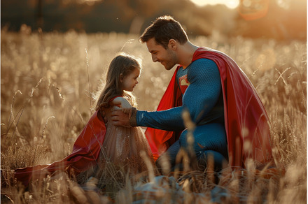 Daddy and child girl in costumes as, a Nature Photo by ZinetroN