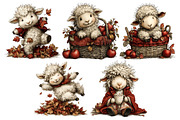 Whimsical Autumn Sheep Clipart, a Seasonal Illustration by Nicolle's Colorful Art (Thumbnail 6 of 6)