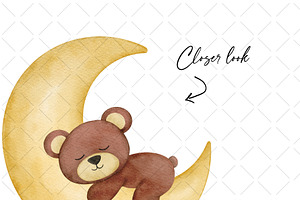 Cute Bear Watercolor Clipart