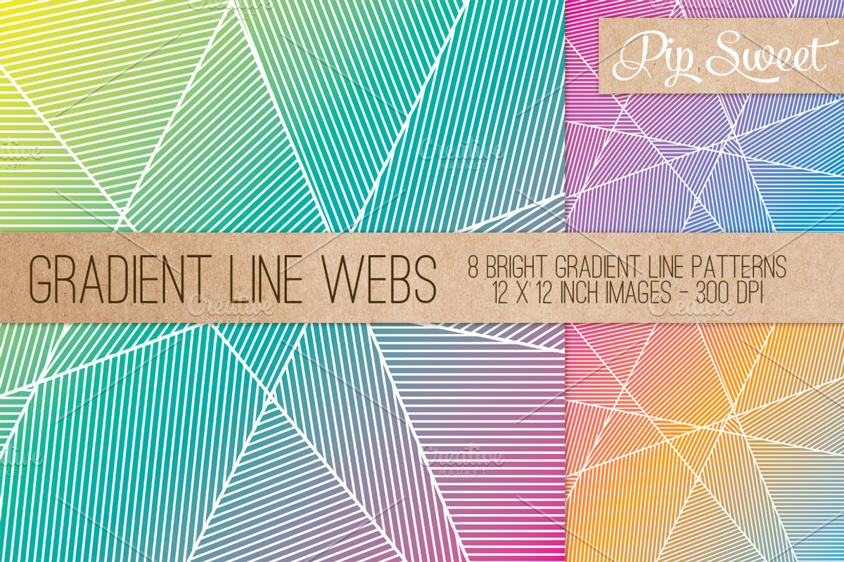 Gradient Line Webs 8 Pattern Set