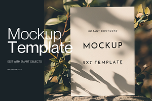 Olive Branch 5x7 Card Mockup – PSD