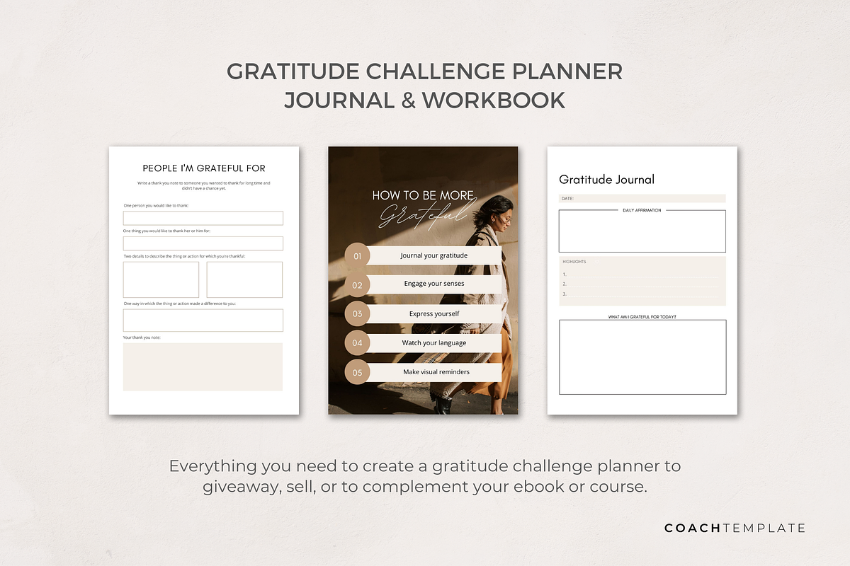 Gratitude Planner Journal Template, a Marketing Template by COACHTEMPLATE (Photo 4 of 11)