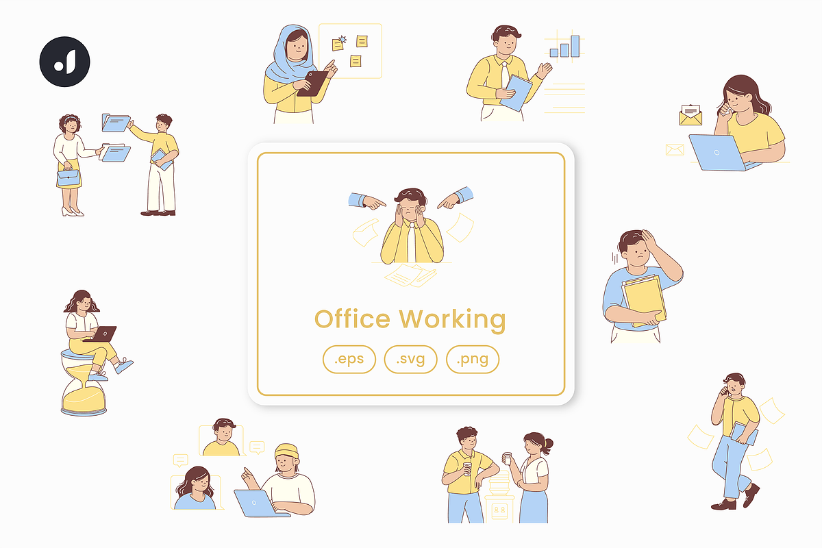 Office Working Illustration, an Object Graphic by Jump Studio (Photo 1 of 12)
