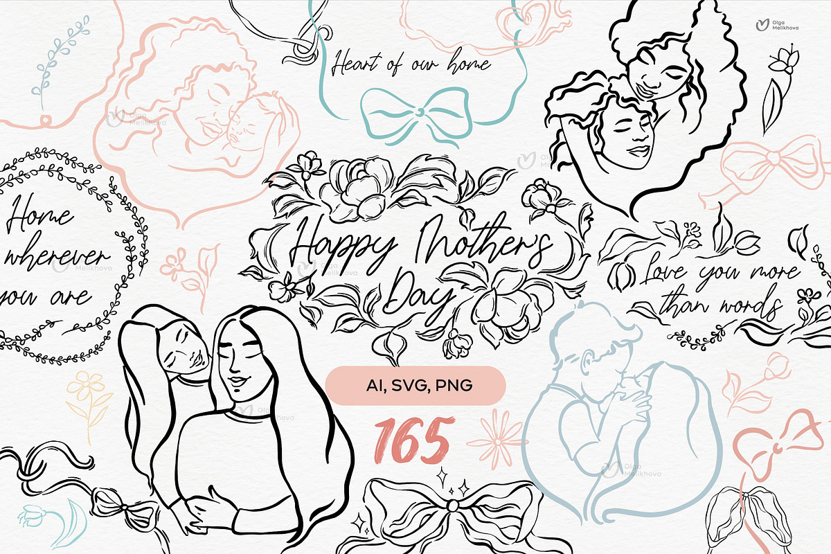 Mother's Day SVG Bundle, an Illustration by ollalya (Photo 1 of 9)