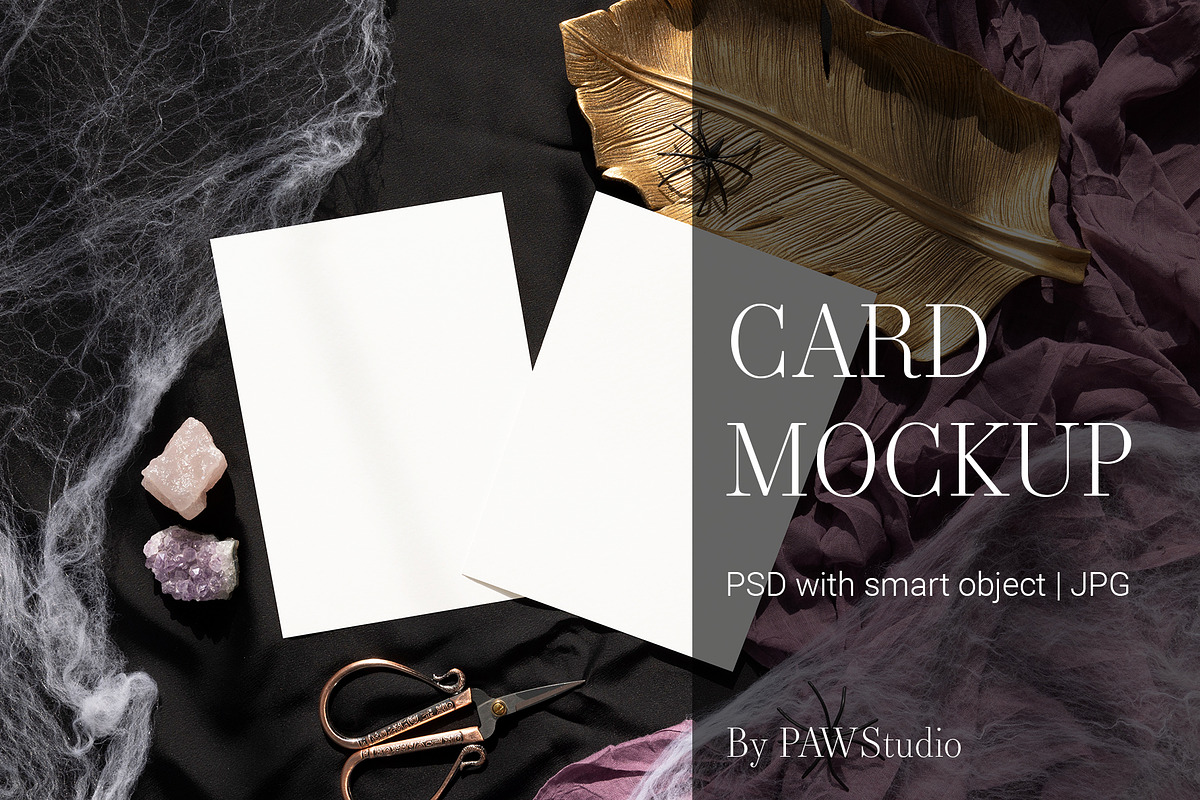Halloween Card Mockup 5x7 2c5 fall, an Advertising Mockup by PawMockups (Photo 1 of 10)