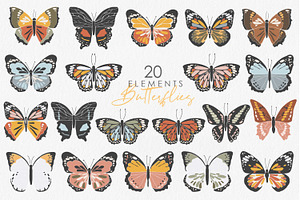 Boho Butterflies Clipart