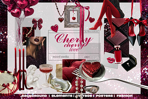 Cherry vibe Mixed media collage