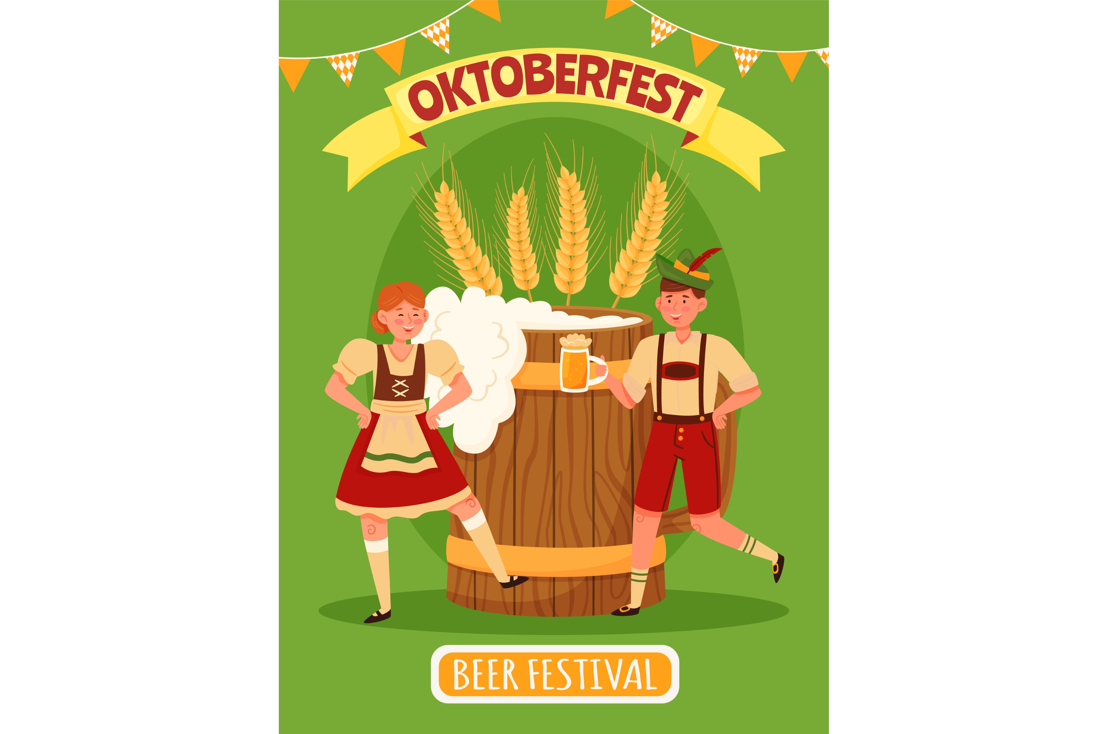 Oktoberfest characters poster. Funny, a Food Illustration by YummyBuum