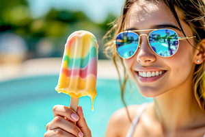 Happy girl with a popsicle, a Photo by rarrarorro