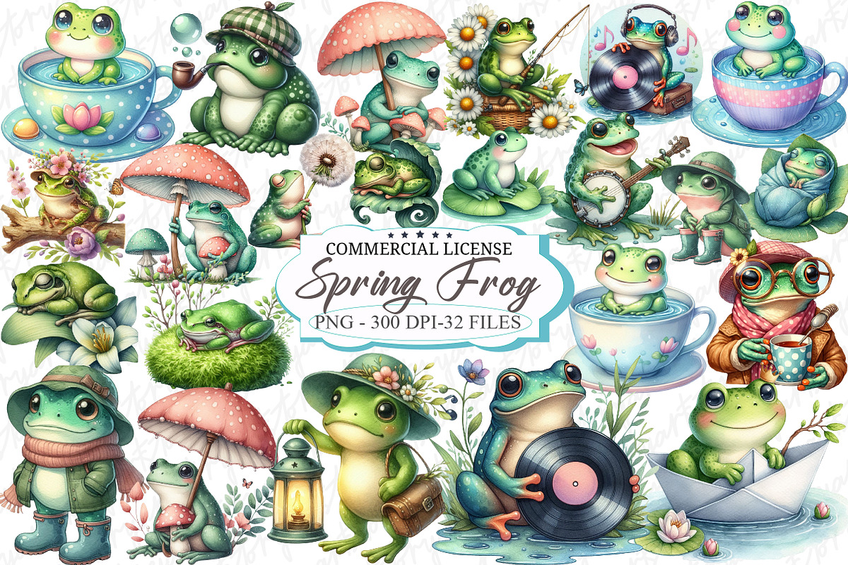 Spring Green Frog Pond Clipart, a Graphic by designcity5 (Photo 1 of 5)