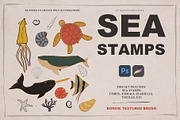 SEA STAMPS for Procreate / Photoshop, a Brush Add-On by Spark Studio Brushes (Thumbnail 1 of 7)