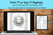 Celestial Tarot Card Coloring Pages, a Print Template by LA Design (Thumbnail 8 of 10)