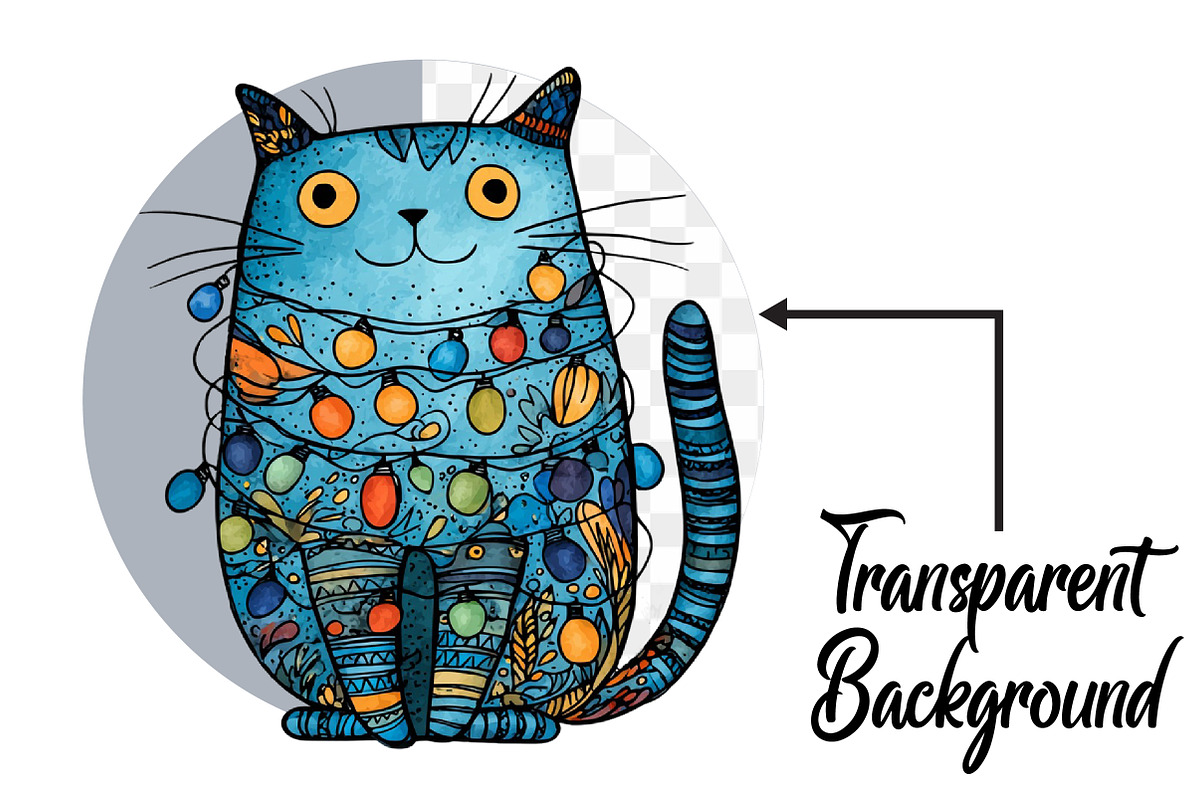 Quirky Christmas Cat Clipart, an Illustration by Pixels.Craft (Photo 2 of 6)