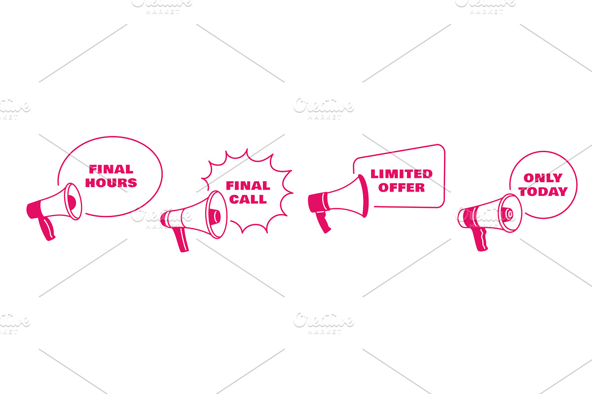 Megaphone labels. Monochrome pink, an Object Illustration by YummyBuum
