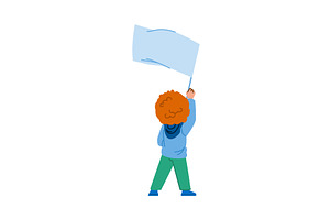 Young activist waving blank flag, a Person Illustration by pikepicture