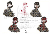 Gothic School Nerd Girl Clipart, a Seasonal Illustration by KaramfilaS (Thumbnail 3 of 10)