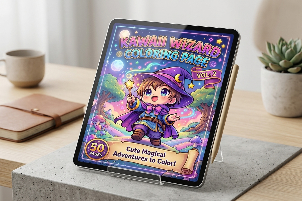 Cute Wizard Coloring Book Pages Vol2, a Seasonal Illustration by ikarifq shop (Photo 3 of 5)