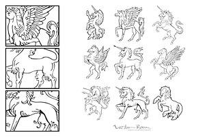 Set Of Heraldic Monsters