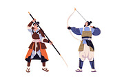 Samurais, warriors in armor set, a Person Illustration by PaperTrident (Thumbnail 2 of 4)