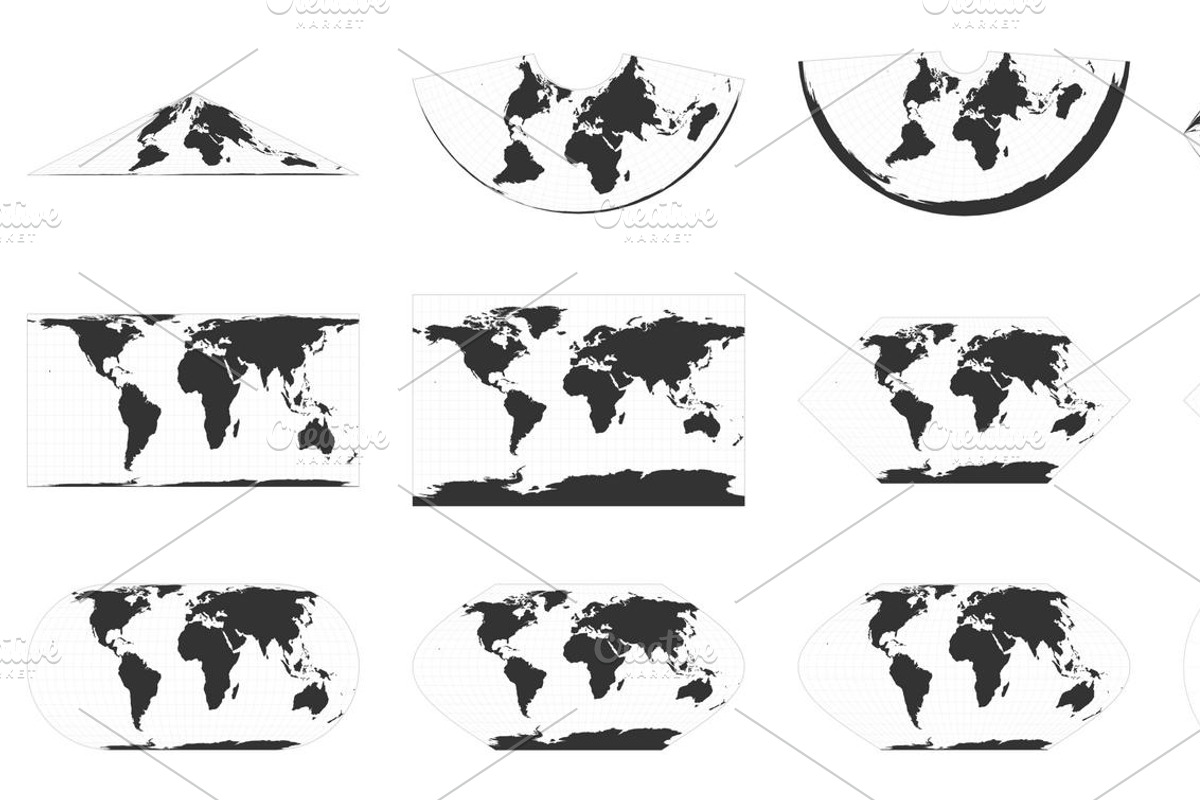 100 World Projections Vector Set, an Education Illustration by Eugene Ga (Photo 6 of 7)