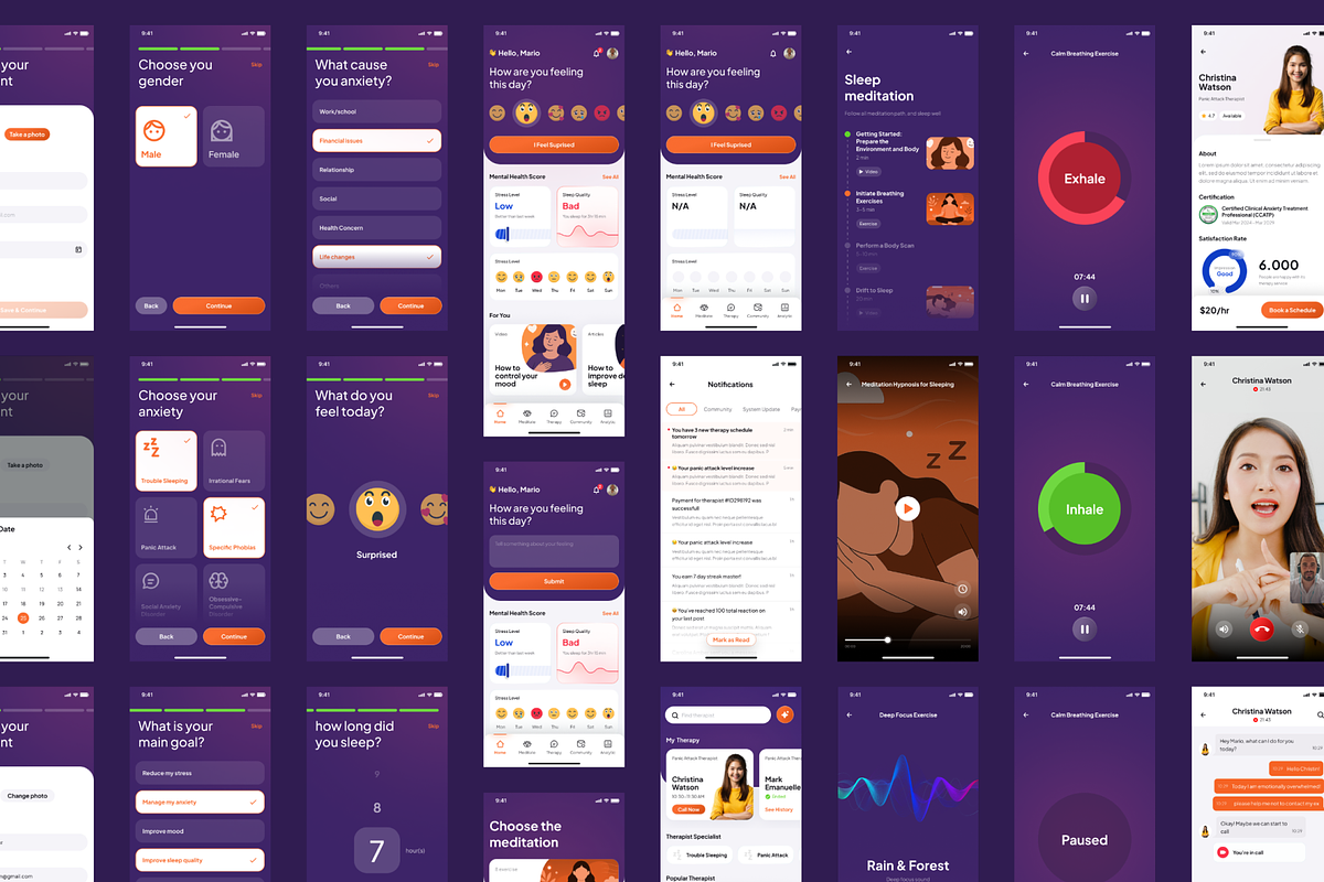 CalmDay - Mental Health Tracker Apps, an UI Kit Template by Agensip Design Agency (Photo 7 of 10)