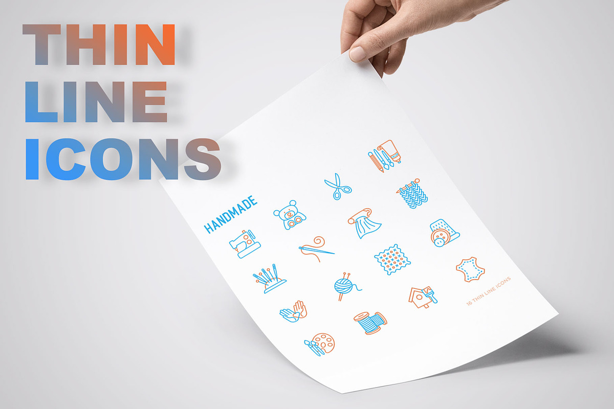 Handmade | 16 Thin Line Icons Set, an Outline Icon by Alex Blogoodf (Photo 3 of 11)