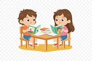 Cute Kids Reading Story Illustration, a Person Illustration by Partikusi Design (Thumbnail 3 of 3)
