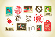 Xmas greeting cards with stamps, a Decorative Illustration by Marish (Thumbnail 3 of 3)