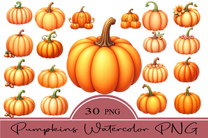 Pumpkins Watercolor PNG, an Illustration by CrexoraLab