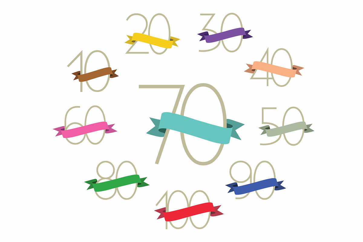 Numbers with ribbons, an Illustration by Vector Maker