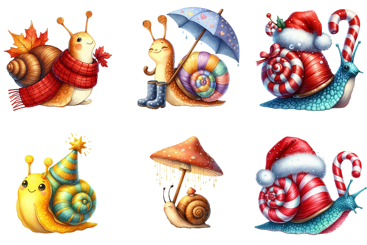 Cute Snail Sublimation Clipart, an Illustration by DreamArtGraphic (Photo 2 of 4)