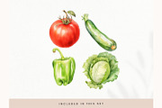 Watercolor Vegetables Clipart, Fresh, a Decorative Illustration by illuztrate (Thumbnail 4 of 9)