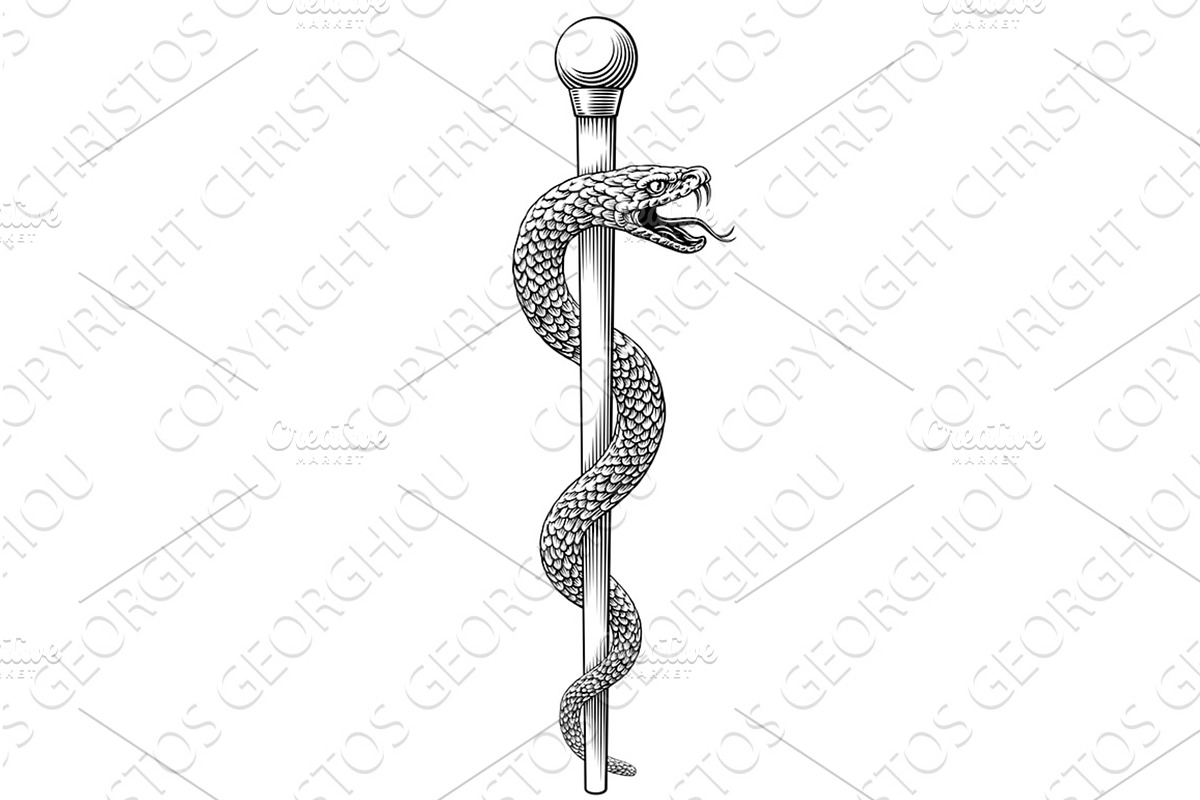 Rod of Asclepius Caduceus Medical, a Healthcare Illustration by Christos Georghiou