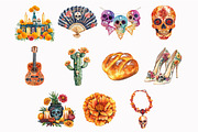 Watercolor Day of the Dead Clipart, an Illustration by Design Market (Thumbnail 4 of 4)