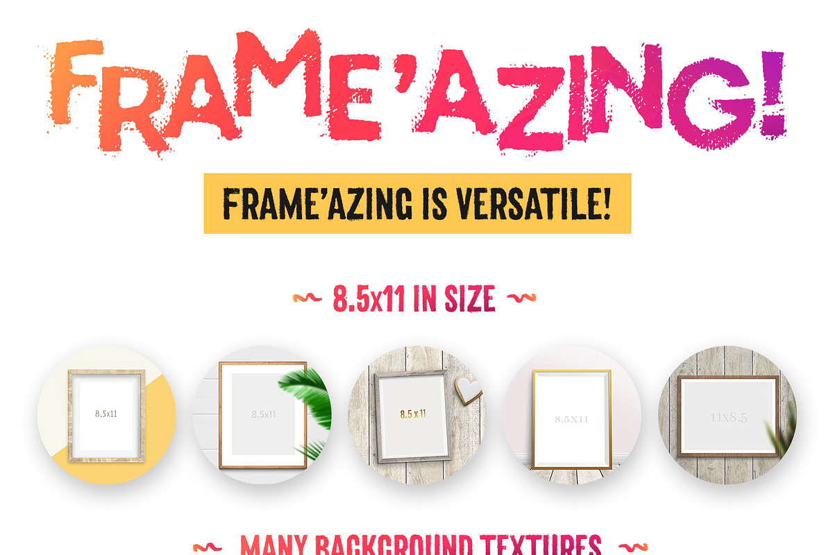 Frame'azing ‒ 8.5x11 Frame Mockups, a Print Template by Frisk Shop (Photo 2 of 9)
